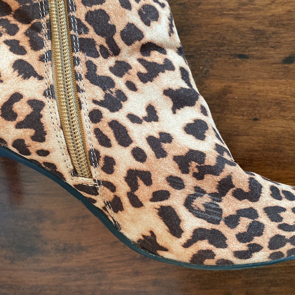 Express Leopard Print Thin Heeled Booties - 7 - image 8